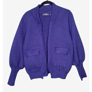 Patrizia Luca Milano Cardigan Womens S/M Blue Open Front Career Office Sweater